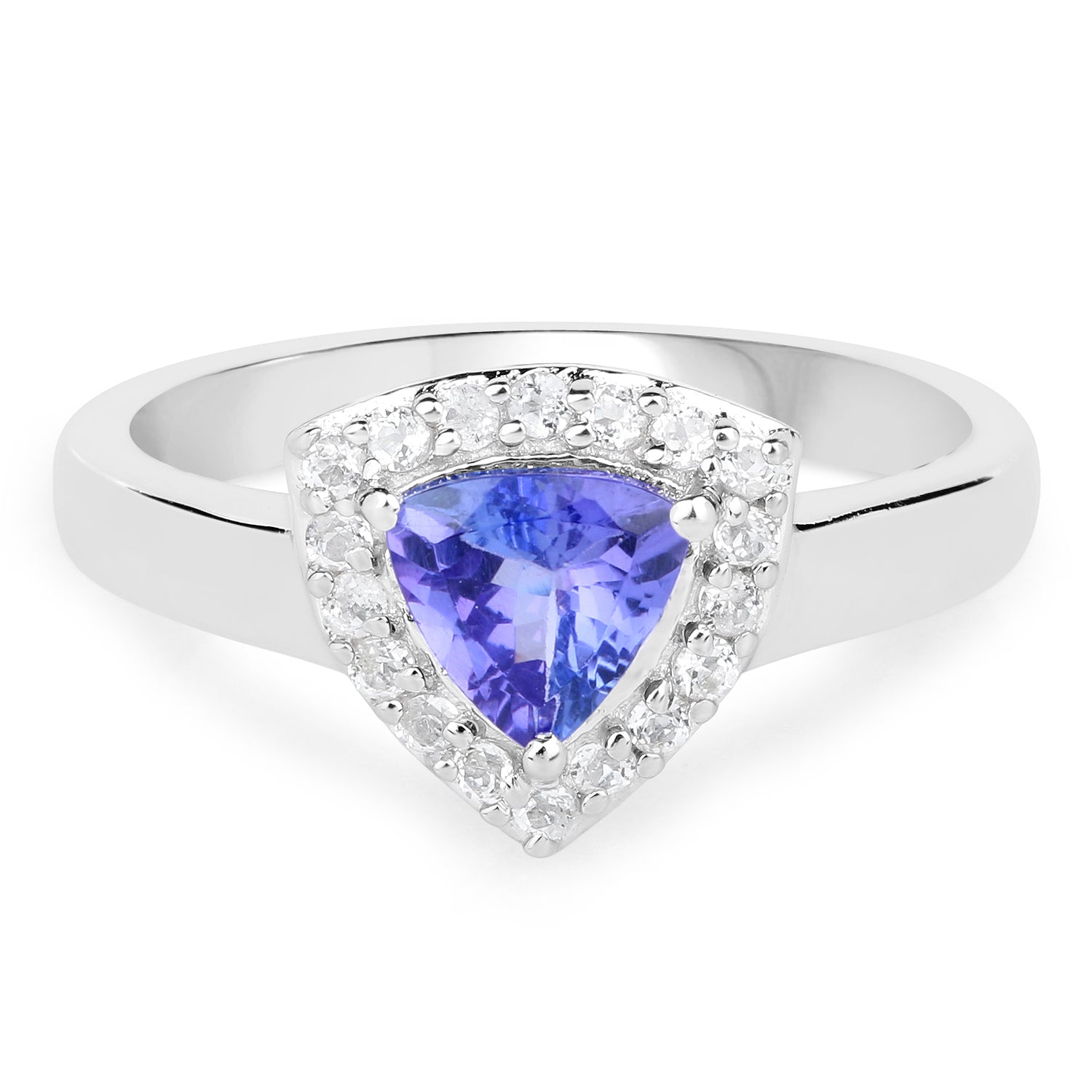 1.02 Carat Genuine Tanzanite and White Topaz .925 Sterling Silver Ring by Bids.com