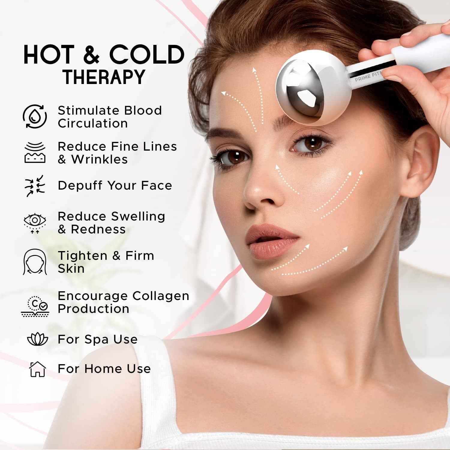 Ice Globes for Facials | Unbreakable Steel Cooling Roller | Cryo Sticks for Face | Massager for Face Neck & Eyes | Skin Care for Dark Circles, Puffiness, Wrinkles, Collagen Production (White)