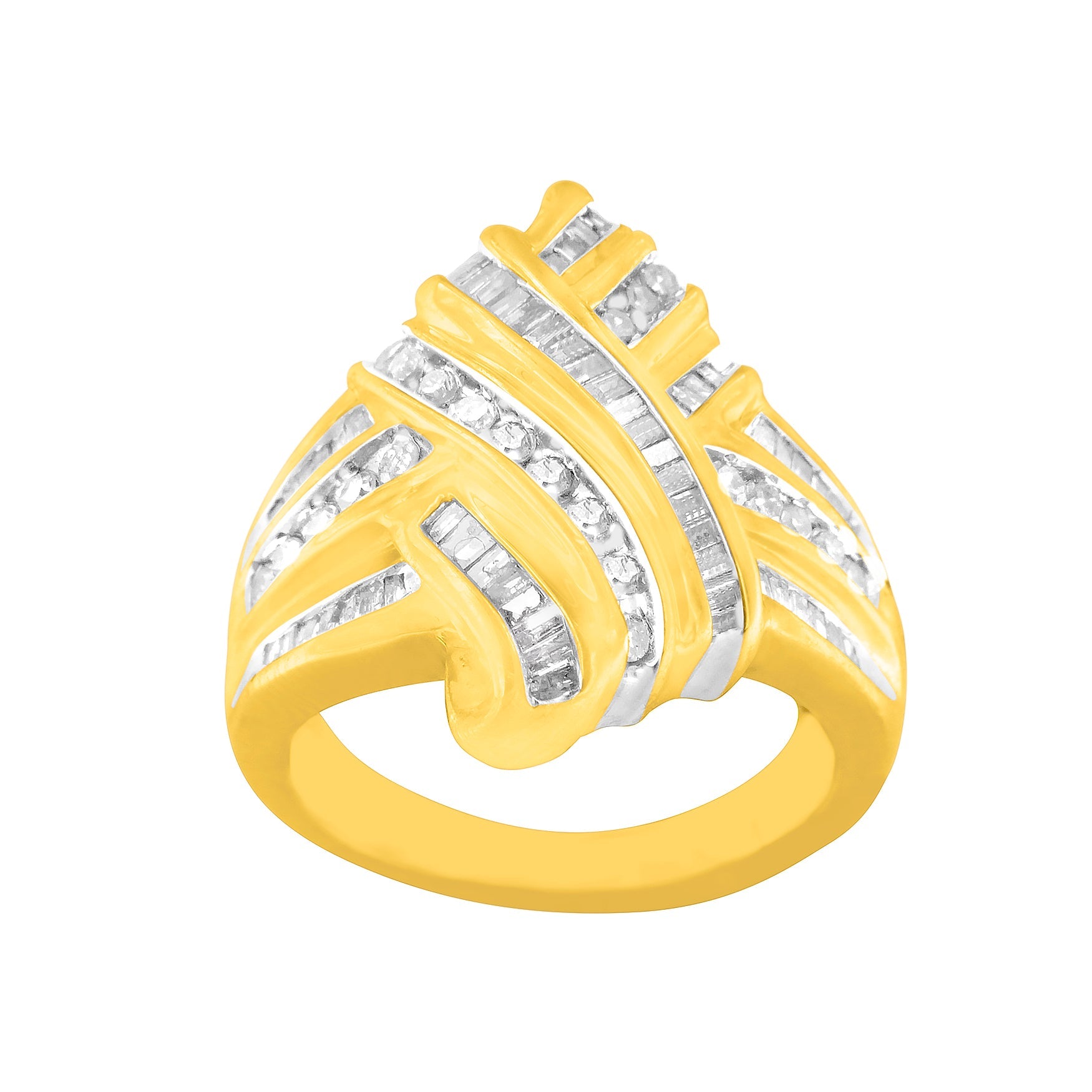 10K Yellow Gold Diamond Bypass Ring (1.0 cttw, H-I Color, I2-I3 Clarity) by Bids.com