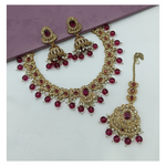 Joban Fashion Wine Stone Work Necklace Set