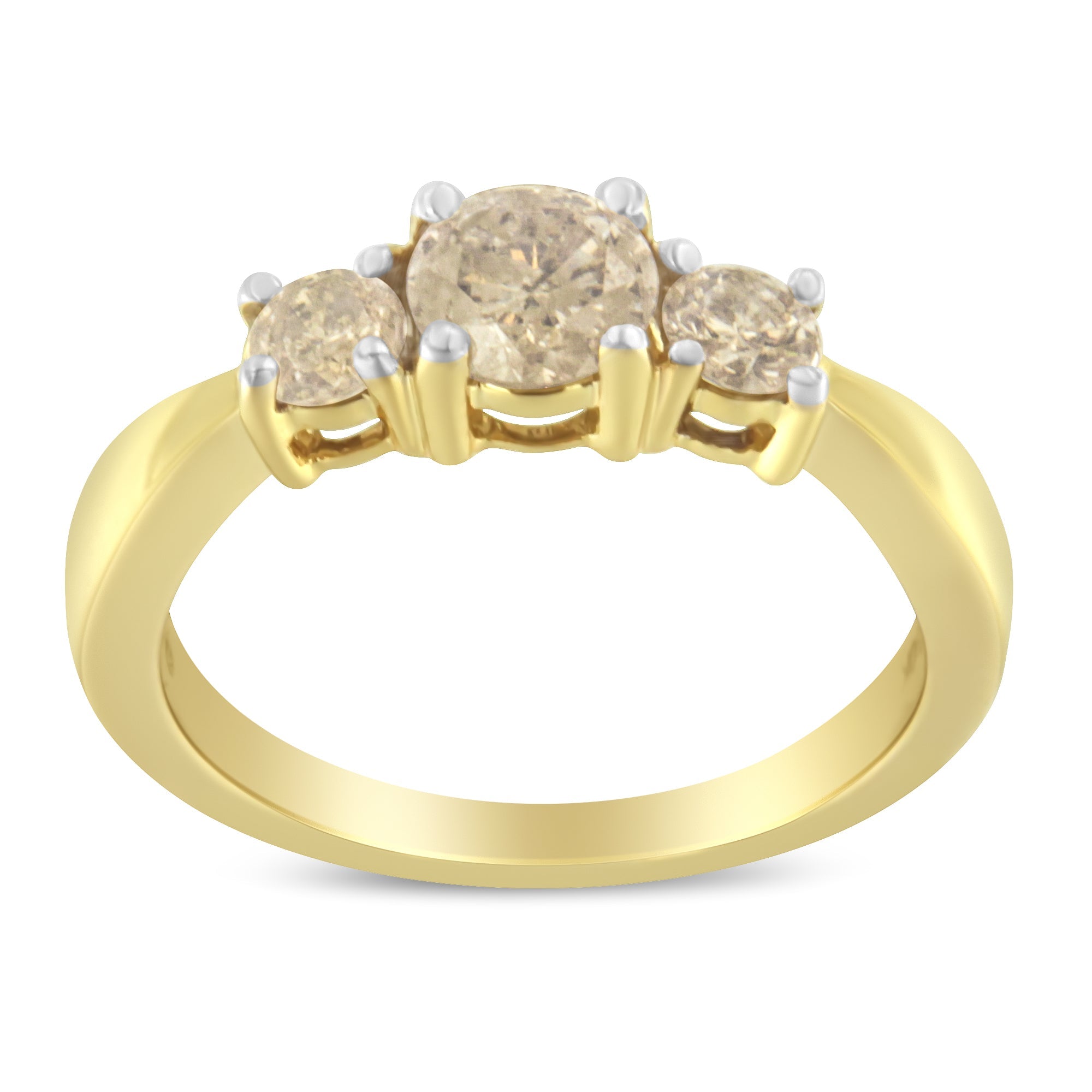 10K Yellow Gold Three Stone Diamond Band Ring (1.00 cttw, J-K Color, I2-I3 Clarity) by Bids.com