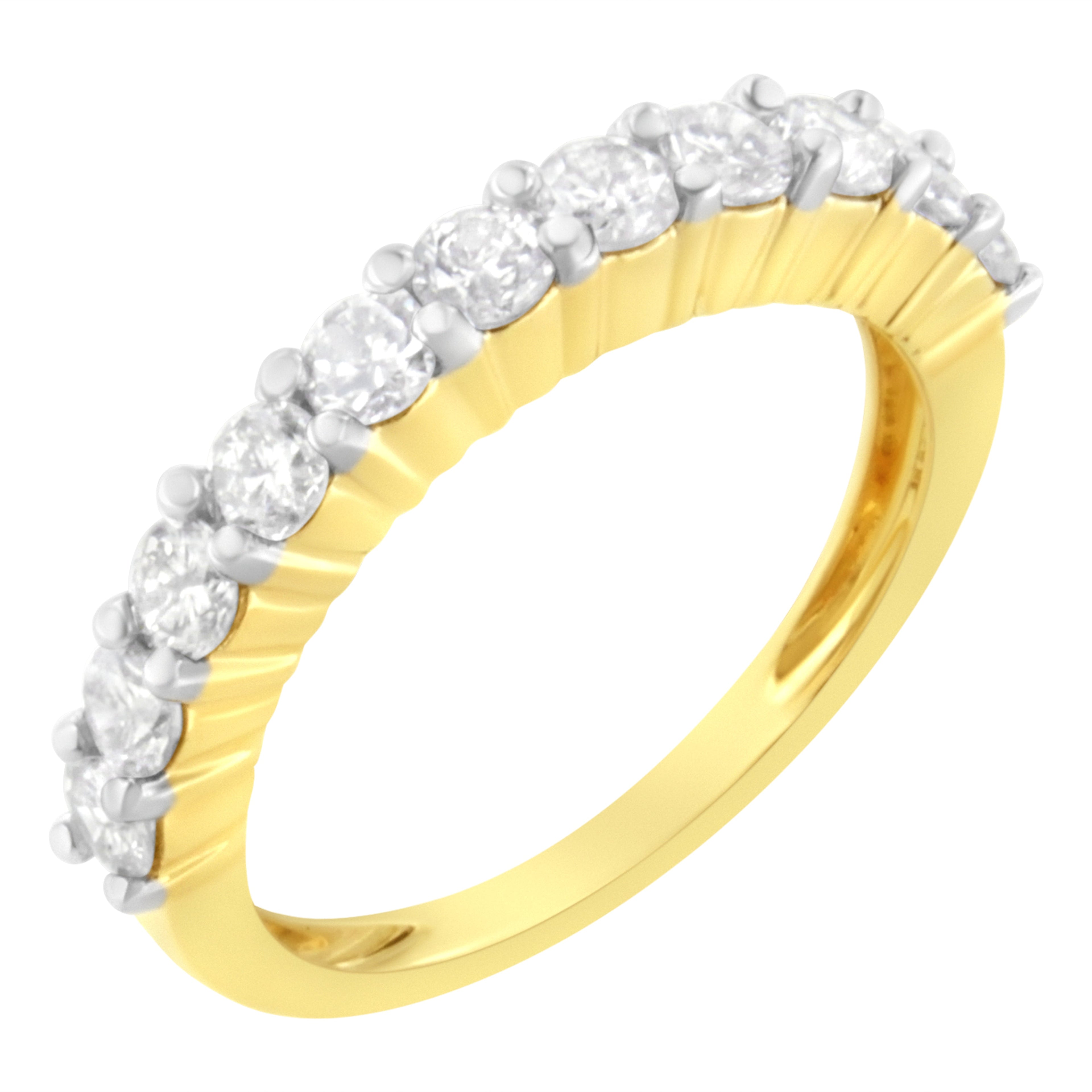 IGI Certified 1.0 Cttw Diamond 10K Yellow Gold Prong Set Fluted Band Style Wedding Ring (J-K Color, I1-I2 Clarity) - Size 7 by Bids.com