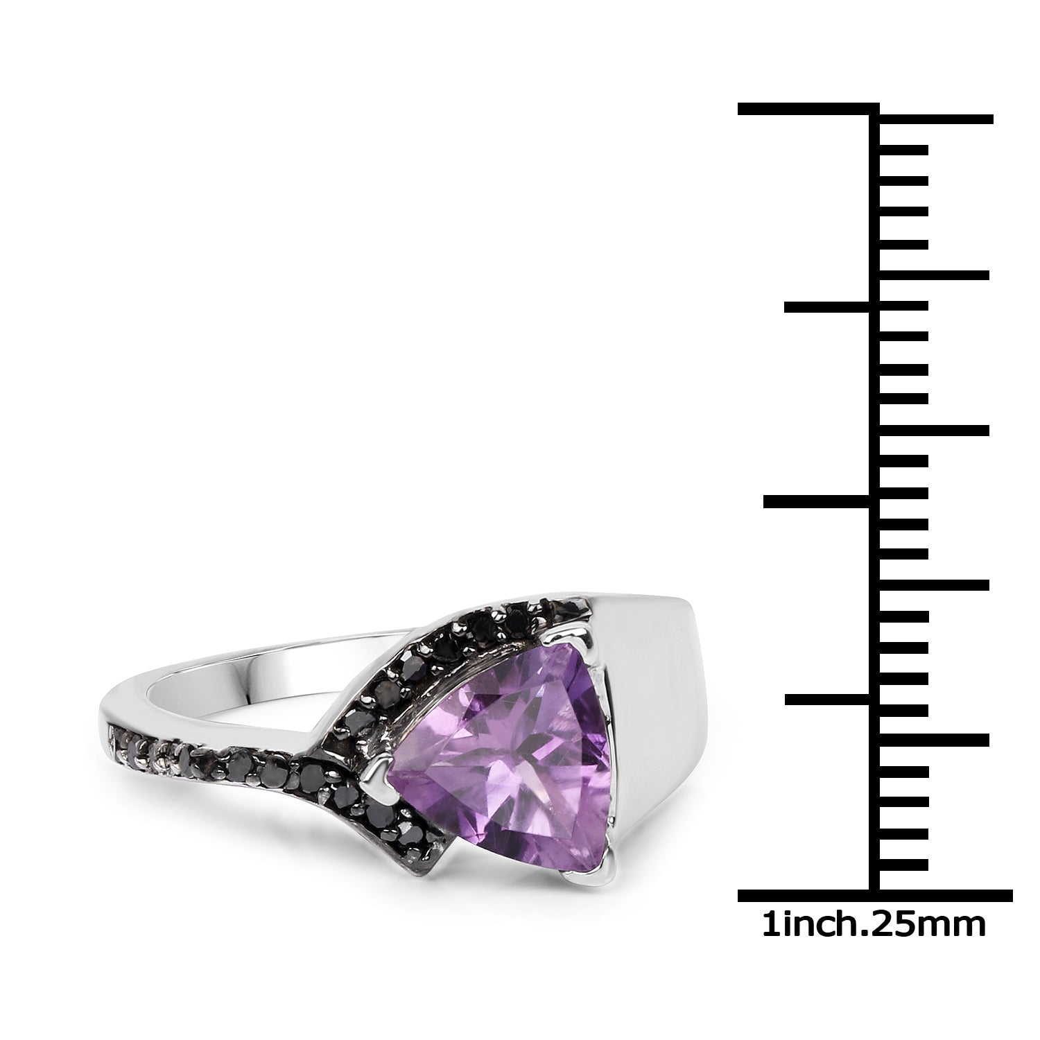 1.55 Carat Genuine Amethyst and Black Diamond .925 Sterling Silver Ring by Bids.com