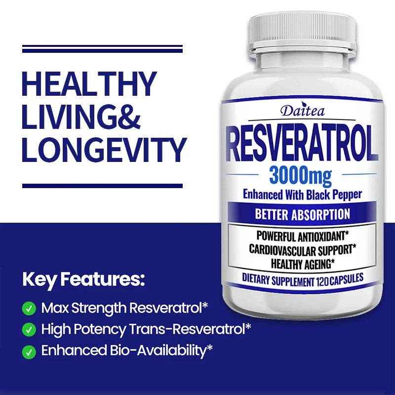 Natural Resveratrol Antioxidant – Boosts Energy, Skin, Brain & Immune Health