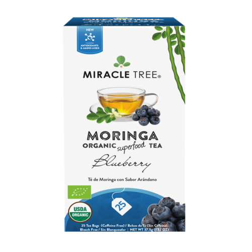 Miracle Tree's Organic Moringa Tea - Blueberry Flavor, 25 Tea Bags