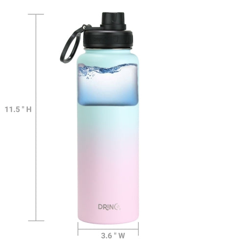 DRINCO 40oz Stainless Steel Sport Water Bottle - Extra Large Insulated Flask with Macaron Finish