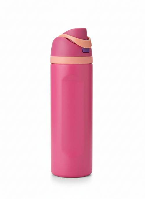 FreeSip Insulated Water Bottle with Straw 24oz - Stainless Steel, Leak Proof