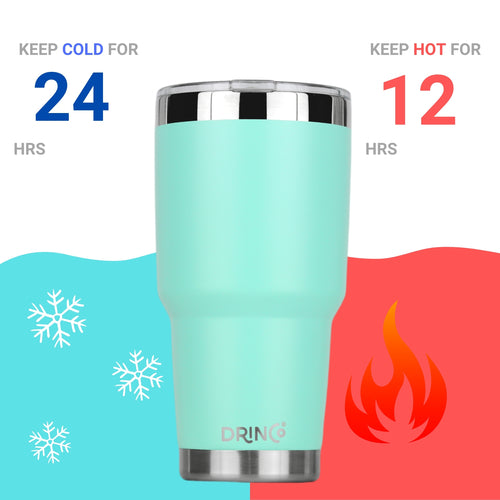 DRINCO 30oz Insulated Tumbler with Spill-Proof Lid & 2 Straws - Teal Stainless Steel Travel Mug
