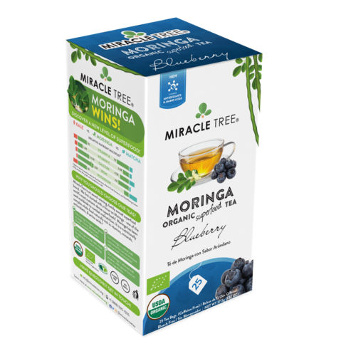 Miracle Tree's Organic Moringa Tea - Blueberry Flavor, 25 Tea Bags