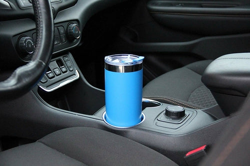 DRINCO 20oz Insulated Tumbler with Spill-Proof Lid & 2 Straws - Royal Blue Stainless Steel Travel Mug