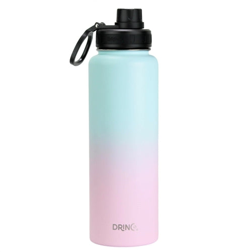 DRINCO 40oz Stainless Steel Sport Water Bottle - Extra Large Insulated Flask with Macaron Finish