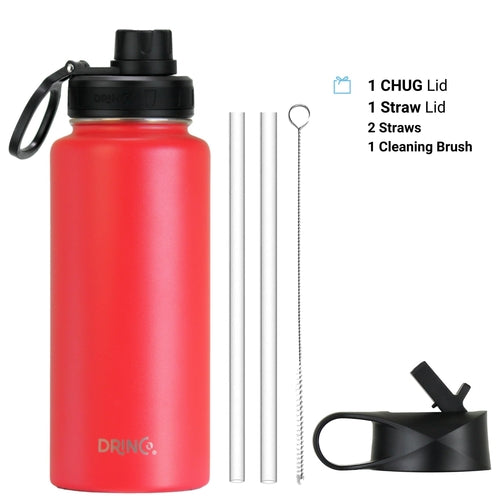 DRINCO 32oz Stainless Steel Water Bottle - USA Flag Barn Red Insulated Flask