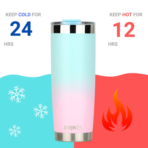 DRINCO 20oz Insulated Tumbler with Spill-Proof Lid & 2 Straws - Macaron Stainless Steel Travel Mug