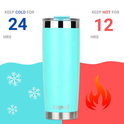 DRINCO 20oz Insulated Tumbler with Spill-Proof Lid & 2 Straws - Teal Stainless Steel Travel Mug
