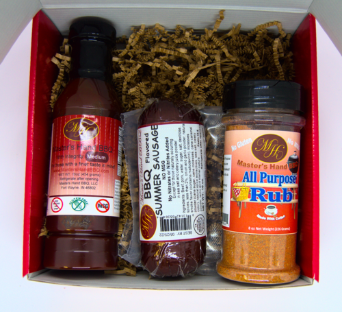 Red BBQ Gift Set - Gourmet BBQ Sauce, Summer Sausage & All-Purpose Rub