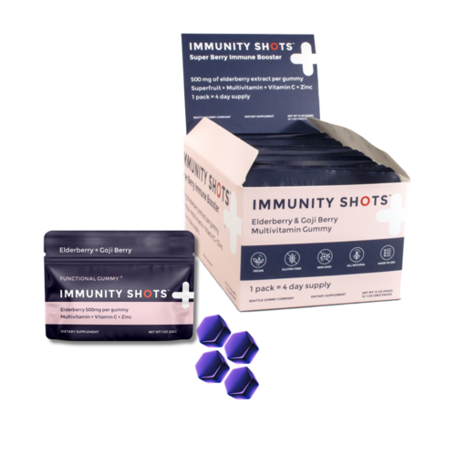 Elderberry & Goji Berry Immunity Shots Gummy Vitamins - 12 Pack Immune Support