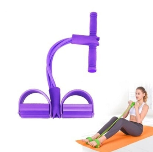 Portable Fitness Resistance Band with Pedal - 4-Tube Sit-Up Exercise Equipment for Home Workouts