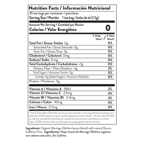 Miracle Tree's Organic Moringa Tea - Blueberry Flavor, 25 Tea Bags