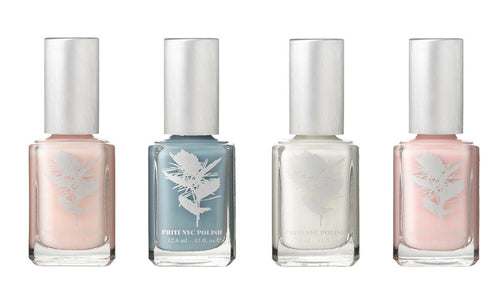 PRITINYC Bridal Vegan Nail Polish Set - 10-Free Wedding Collection with White, Pink & Blue