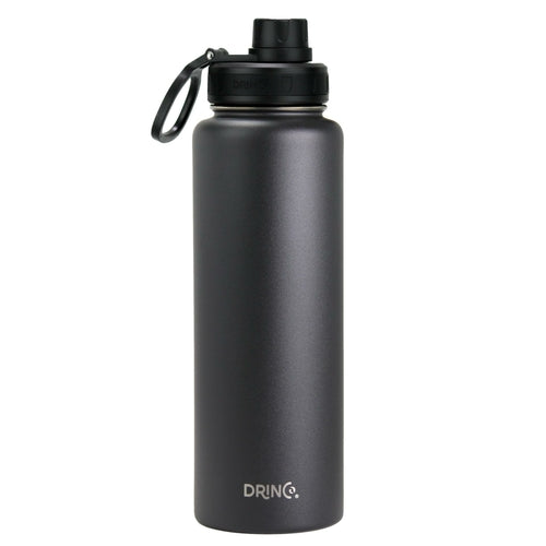 DRINCO 40oz Stainless Steel Sport Water Bottle - Extra Large Insulated Flask in Black