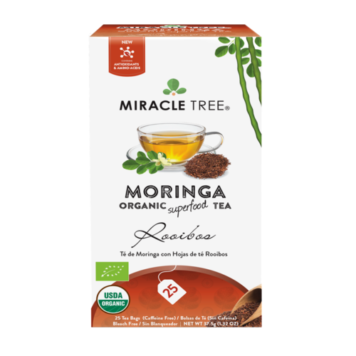 Miracle Tree's Organic Moringa Tea - Rooibos Flavor, 25 Tea Bags