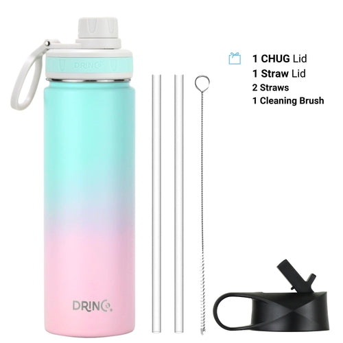 DRINCO 22oz Stainless Steel Sport Water Bottle - Insulated Flask with Macaron Finish