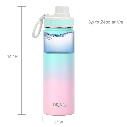 DRINCO 22oz Stainless Steel Sport Water Bottle - Insulated Flask with Macaron Finish