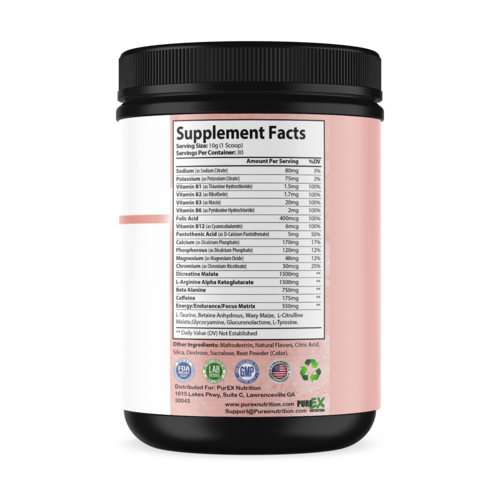 Pure Energy Pre-Workout Powder - Honeydew Watermelon Flavor