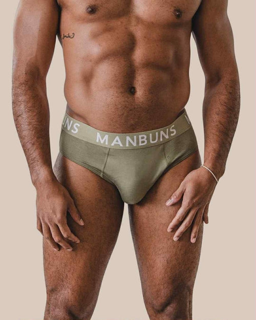 Men's Classic Olive Green Brief Underwear - Comfortable Cotton Blend (Size XL)