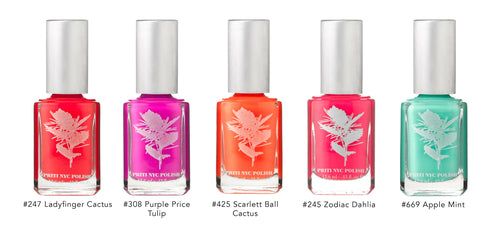 PRITINYC Summer Brights Vegan Nail Polish Collection - 10-Free 5-Piece Set