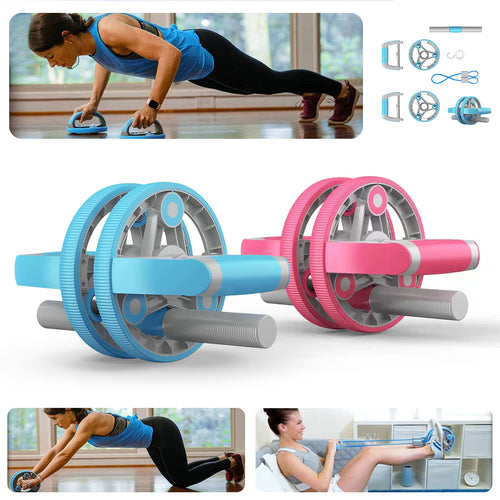 Multifunctional Ab Roller Wheel Set - 5-in-1 Home Gym Equipment with Resistance Bands Push Up Bars