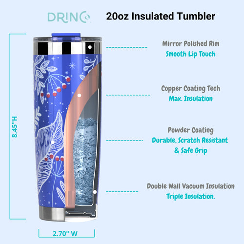 DRINCO 20oz Insulated Tumbler with Spill-Proof Lid & 2 Straws - Nampa Stainless Steel Travel Mug