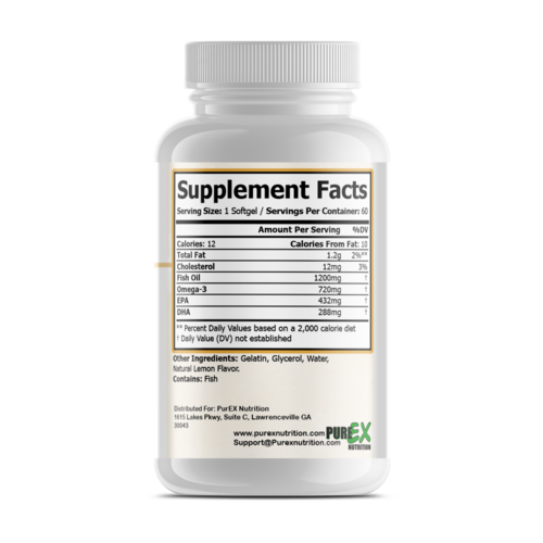 Pure Omega-3 Fish Oil Supplement - Heart Health & Brain Support