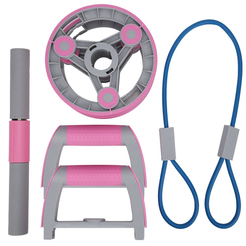 Multifunctional Ab Roller Wheel Set - 5-in-1 Home Gym Equipment with Resistance Bands Push Up Bars