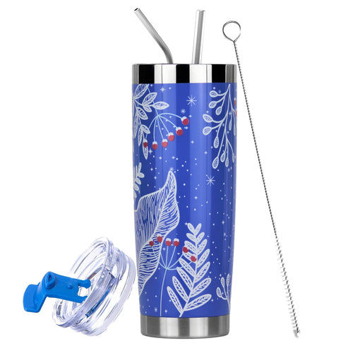 DRINCO 20oz Insulated Tumbler with Spill-Proof Lid & 2 Straws - Nampa Stainless Steel Travel Mug