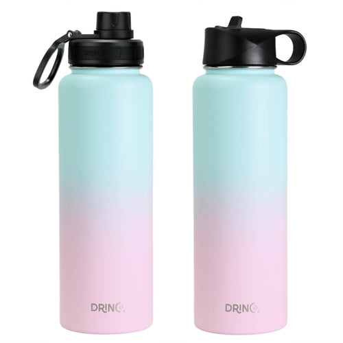 DRINCO 40oz Stainless Steel Sport Water Bottle - Extra Large Insulated Flask with Macaron Finish