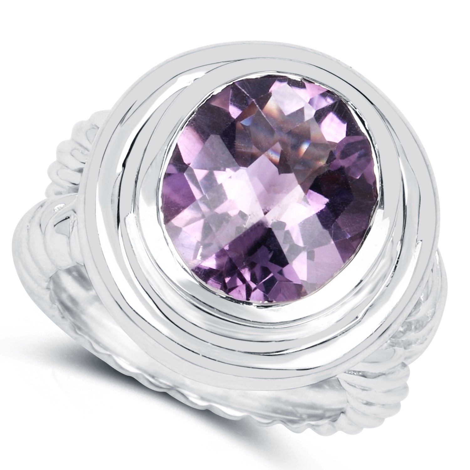 6.92 Carat Genuine Amethyst .925 Sterling Silver Ring DestGlow