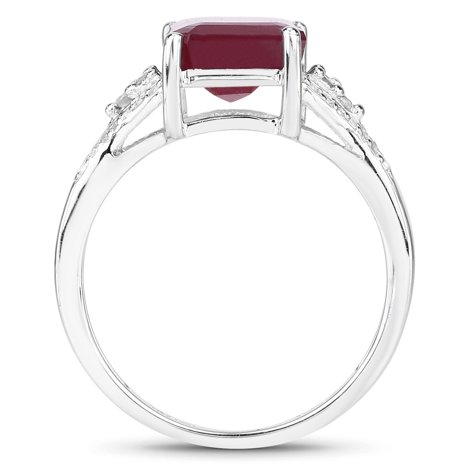 4.49 Carat Glass Filled Ruby and White Topaz .925 Sterling Silver Ring by Bids.com
