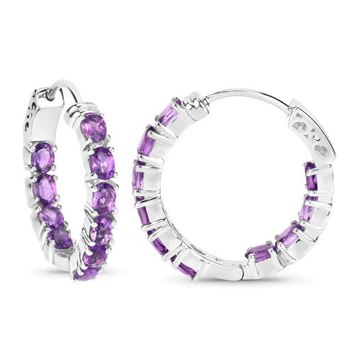 3.20 Carat Genuine Amethyst .925 Sterling Silver Earrings DestGlow
