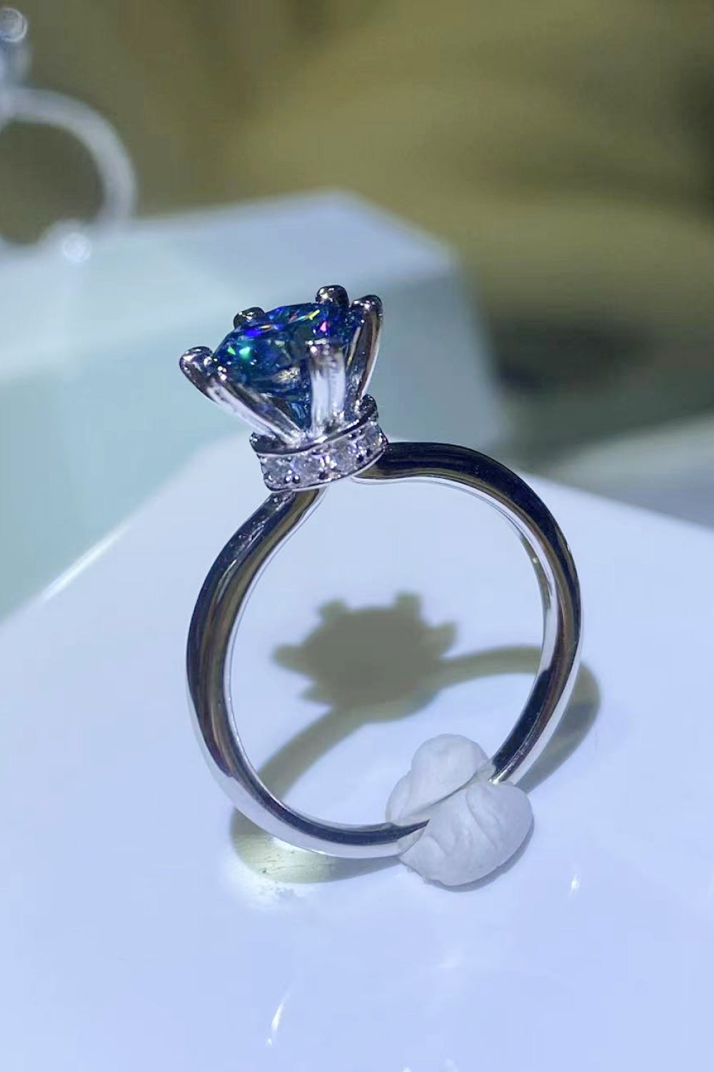 1 Carat Blue Brilliant Round Cut Sparkala™ 6-Prong Solitaire Ring (Platinum Over Pure Sterling Silver) by Sparkala