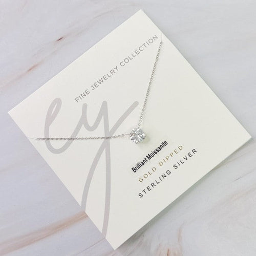 Brilliant Sparkle Moissanite Floating Necklace - 1.5 Carat White Gold Plated Sterling Silver