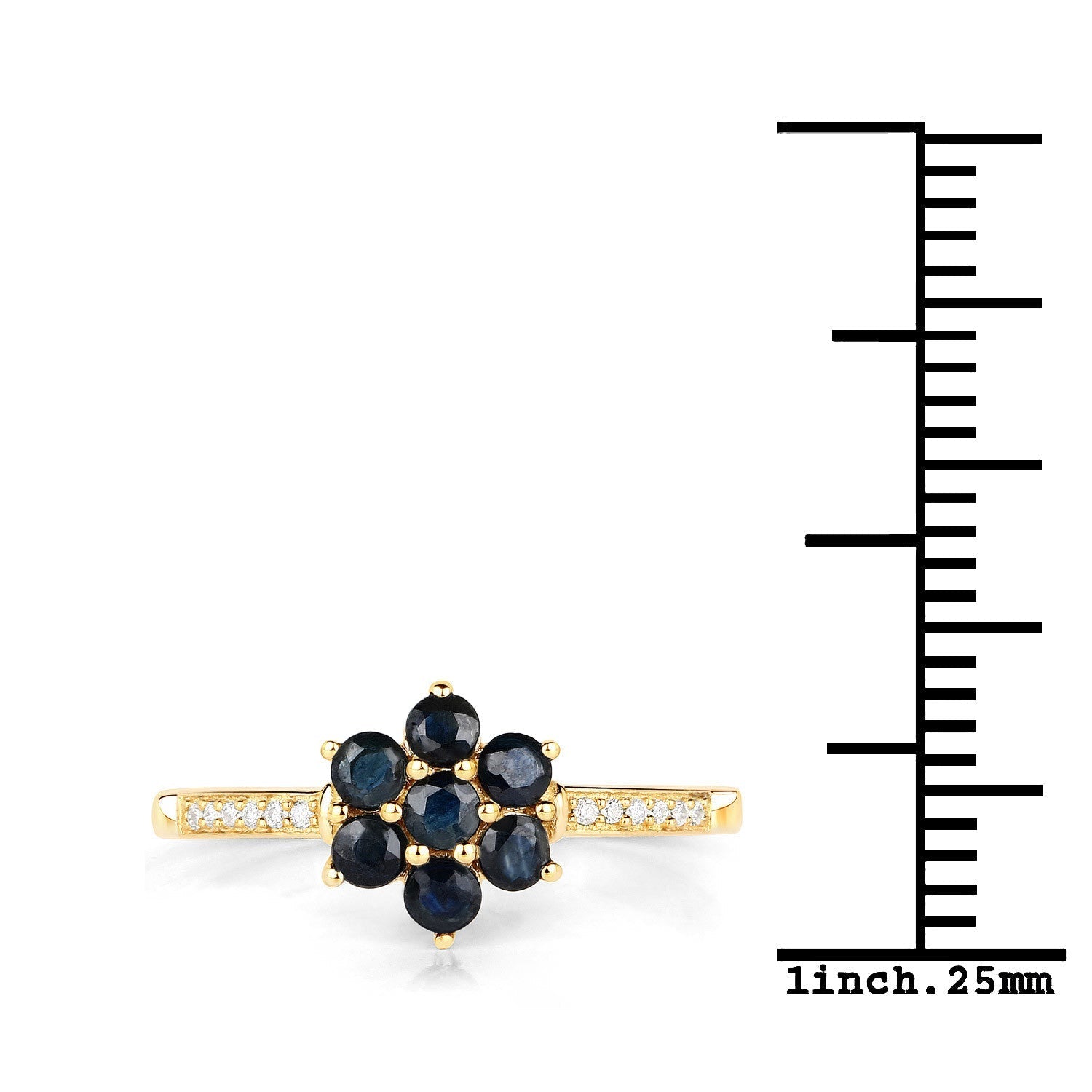 0.45 Carat Genuine Blue Sapphire and White Diamond 10K Yellow Gold Ring DestGlow