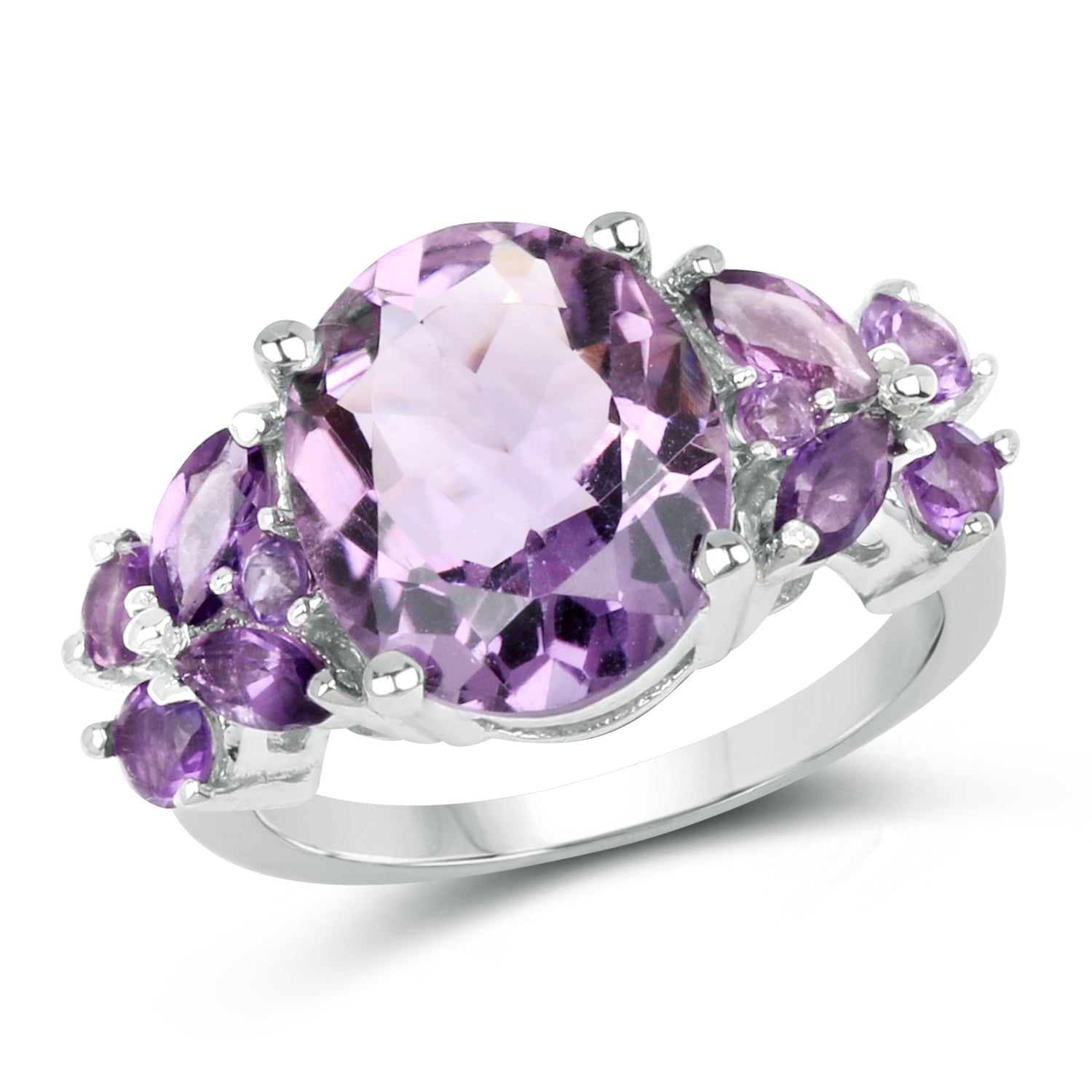 5.35 Carat Genuine Amethyst .925 Sterling Silver Ring DestGlow