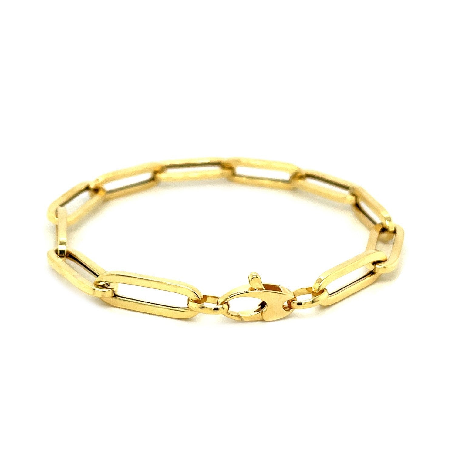 14K Yellow Gold Extra Wide Paperclip Chain Bracelet by Bids.com