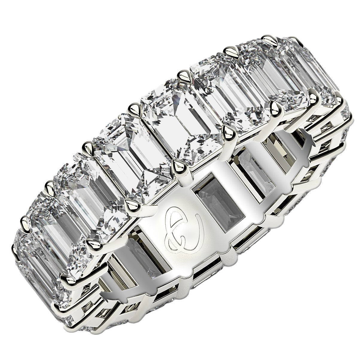 Emerald Cut Lab Grown Diamond Eternity Ring in 14k White Gold (8 cttw FG/VS2) by Bids.com