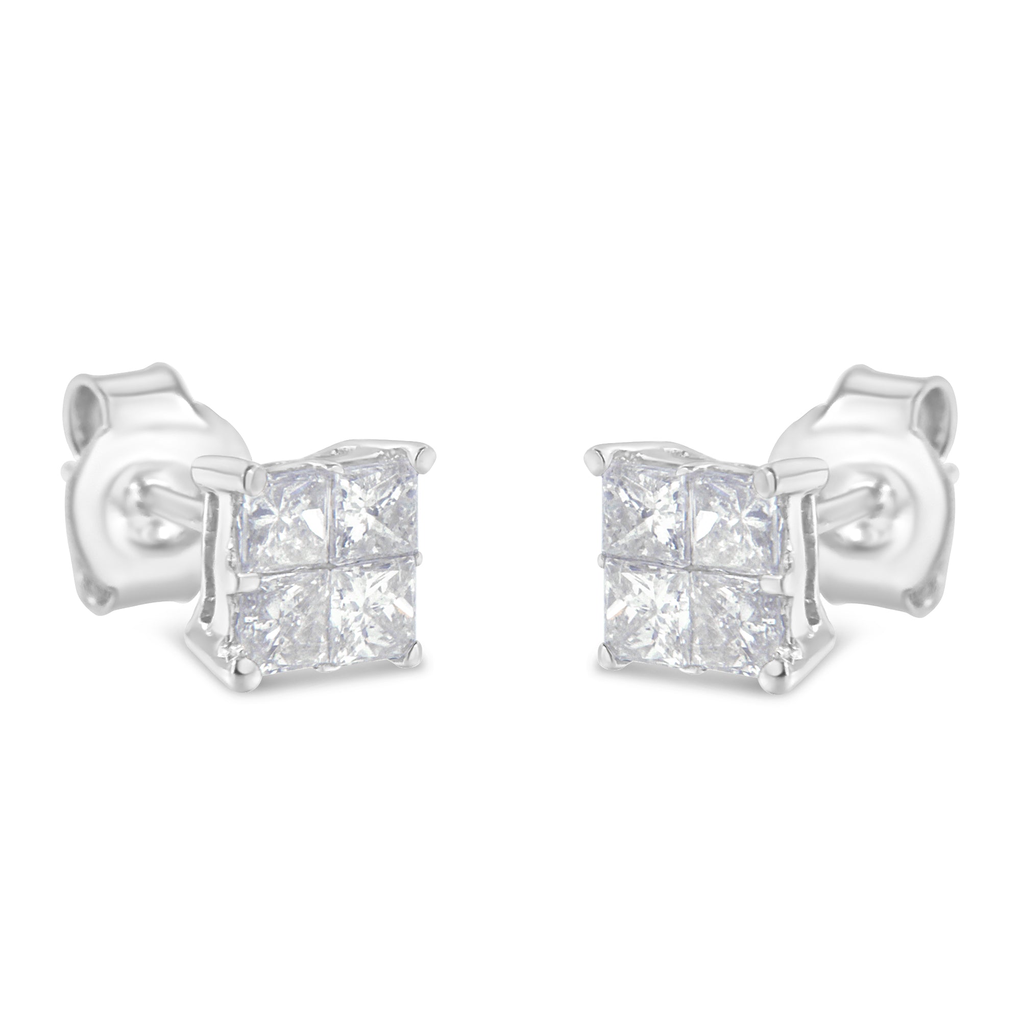 10K White Gold Diamond Stud Earrings (3/4 cttw, H-I Color, SI2-I1 Clarity) by Bids.com