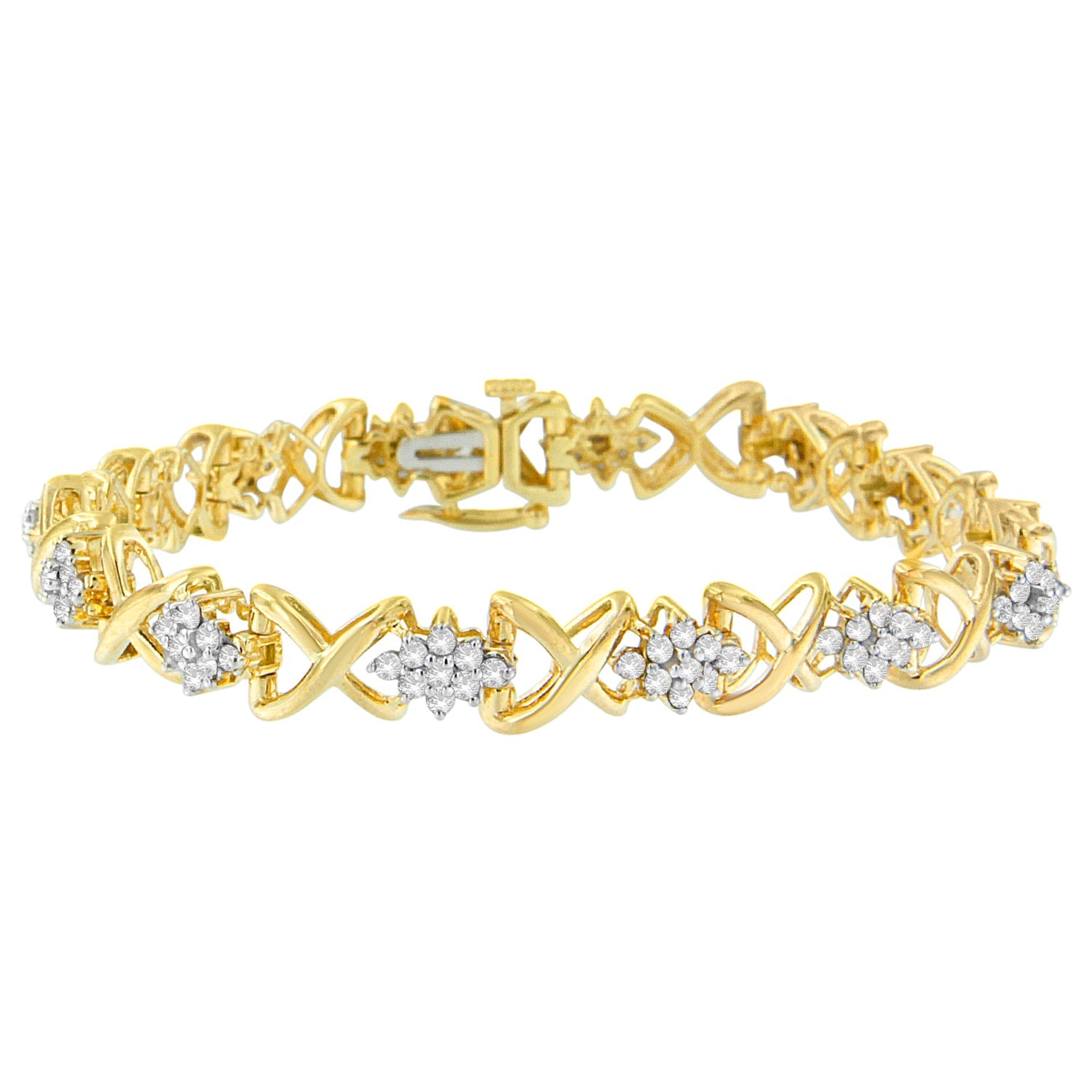 10k Yellow Gold Plated .925 Sterling Silver 2.00 Cttw Round-Cut Diamond Link 7" Bracelet (H-I Color, I2-I3 Clarity) by Bids.com