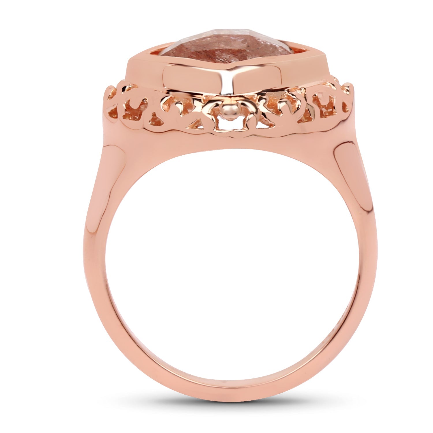 14K Rose Gold Plated 3.25 Carat Genuine Pink Rutile .925 Sterling Silver Ring by Bids.com