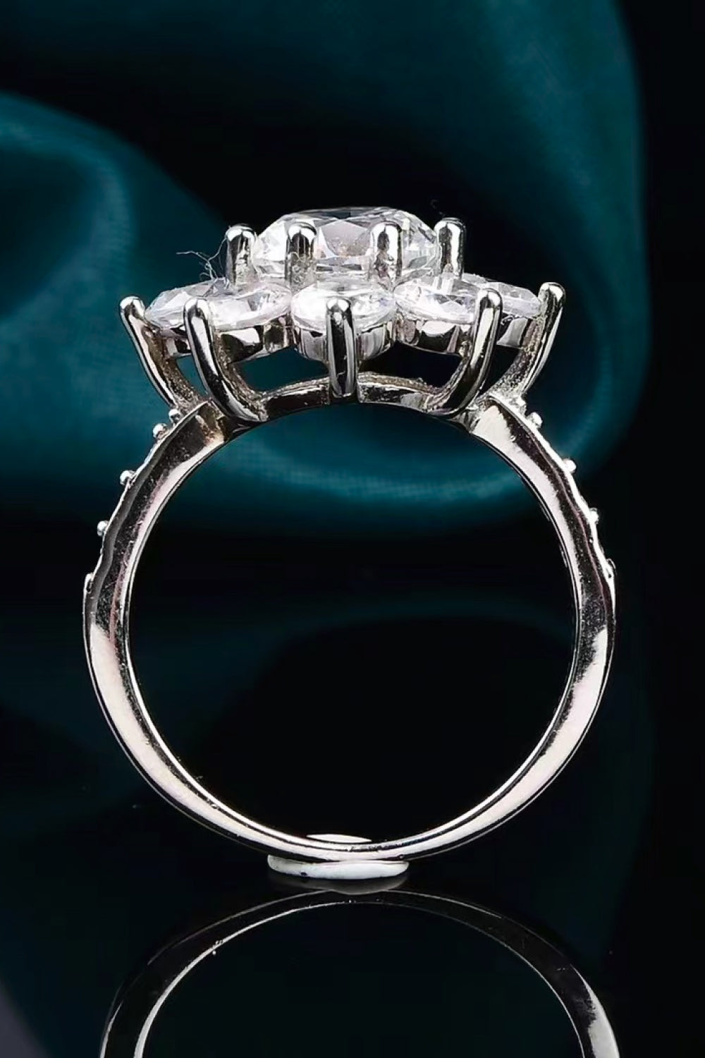 1 Carat Brilliant Round Cut Sparkala™ Platinum Over Pure Sterling Silver Flower Ring by Sparkala
