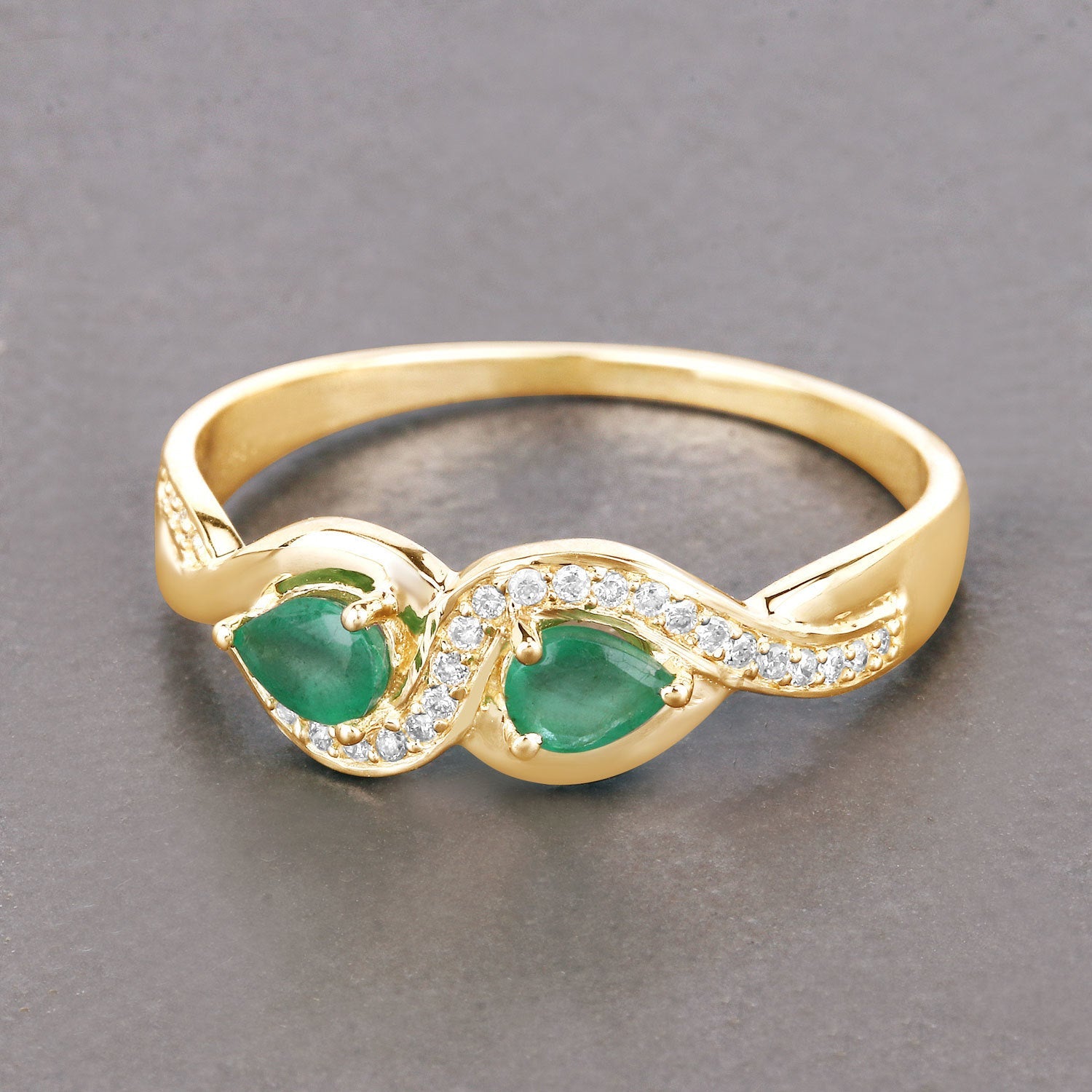 0.35 Carat Genuine Zambian Emerald and White Diamond 14K Yellow Gold Ring by Bids.com